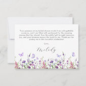 バタフライ ワイルドフラワー ブライズシャワー サンキューカード (裏面)