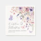 バタフライ ワイルドフラワー ブライダルシャワー スタンダードカクテルナプキン (正面)
