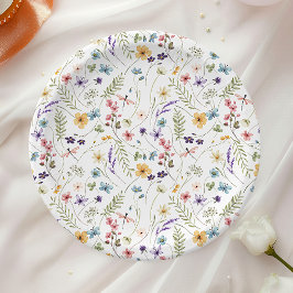 バタフライ ワイルドフラワー ブライダルシャワー ペーパープレート