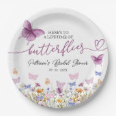 バタフライ ワイルドフラワー ブライダル シャワー ペーパープレート (正面)