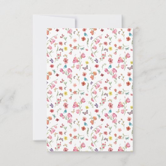 バタフライ ワイルドフラワー ブライダル シャワー 感謝カード (裏面)