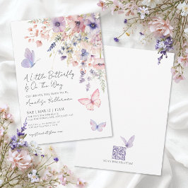 バタフライ ワイルドフラワー ベイビーシャワー 招待状