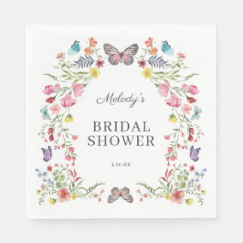 バタフライ ワイルドフラワー ベビーシャワー スタンダードランチョンナプキン
