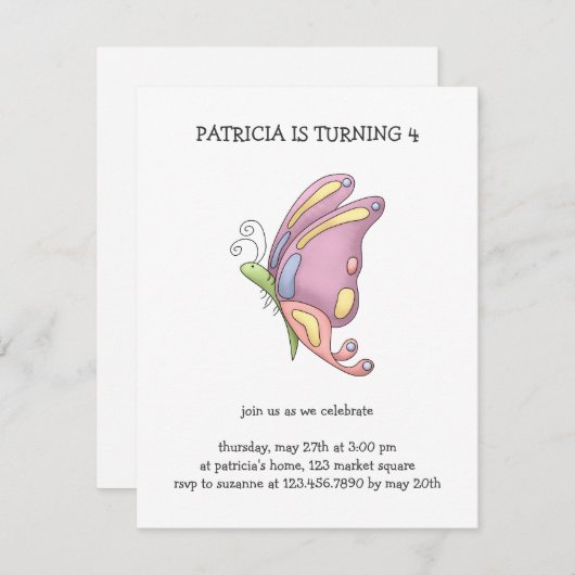 バタフライ 招待状 (正面/裏面)