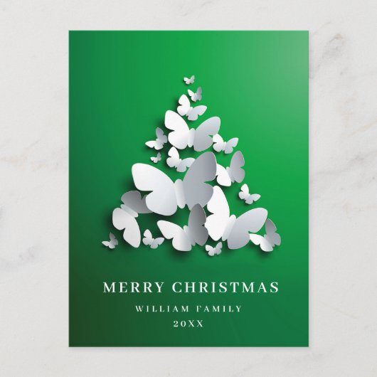 バタフライ（昆虫）オオカバマダラ、モナーククリスマスツリーグリーティングホリデー ポストカード (正面)