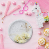 バタフライ(春の花付)紙プレート ペーパープレート (パーティー)