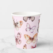 バタフライ 水彩 誕生日 ウェディング ベビーシャワー 紙コップ (正面)