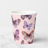 バタフライ 水彩 誕生日 ウェディング ベビーシャワー 紙コップ (正面)