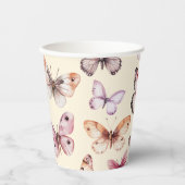 バタフライ 水彩 誕生日 ウェディング ベビーシャワー 紙コップ (正面)