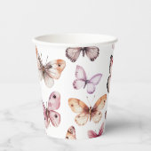 バタフライ 水彩 誕生日 ウェディング ベビーシャワー 紙コップ (正面)