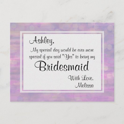 バタフライ – 私の花嫁のメイドになってくれるか？ インビテーションポストカード (正面)