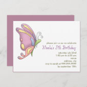 バタフライ・誕生日招待状 インビテーションポストカード (正面/裏面)