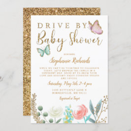 バタフライ·金ゴールド·ベビー·シャワー 招待状