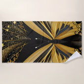 バタフライ（黒） ビーチタオル (正面)