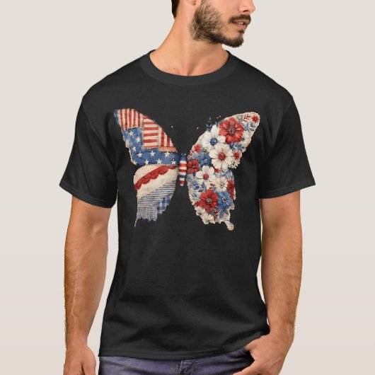 バタフライ 1776-2026 250周年 アメリカ 250th 4th tシャツ (正面)