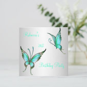 バタフライ 21歳の誕生日パーティー 緑 白 招待状 (スタンド正面)