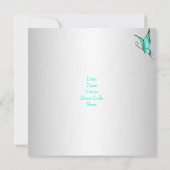 バタフライ 21歳の誕生日パーティー 緑 白 招待状 (裏面)