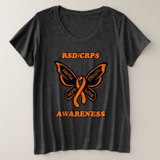 バタフライ/Awareness...RSD/CRPS プラスサイズTシャツ (デザイン正面)