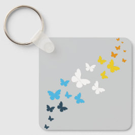 バタフライAroAceプライド- AroAce国旗の色 キーホルダー