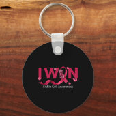 バタフライI勝ちバーガンディーリボン鎌状赤血球 キーホルダー (裏面)