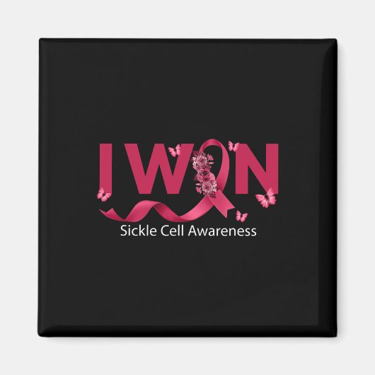 バタフライI勝ちバーガンディーリボン鎌状赤血球 マグネット (正面)