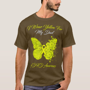 バタフライI衣服イエローフォーマイパパADHD認識度 Tシャツ