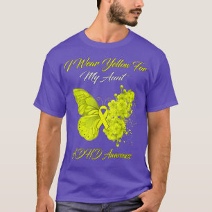 バタフライI衣服イエローフォーマイ叔母ADHD認識度 Tシャツ