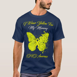 バタフライI衣服イエローマイママADHDアワレネス Tシャツ