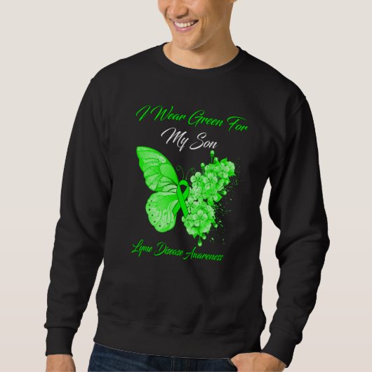 バタフライI衣服グリーンfor My Son Lyme Disease Awa スウェットシャツ (正面)