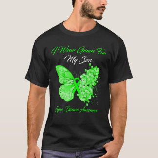 バタフライI衣服グリーンfor My Son Lyme Disease Awa Tシャツ