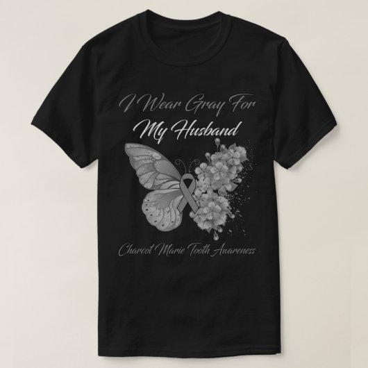 バタフライI衣服グレイ夫シャルコットマリー Tシャツ (デザイン正面)
