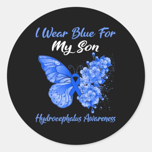 バタフライI衣服ブルーfor My Son Hydrocephalus Awa ラウンドシール (正面)