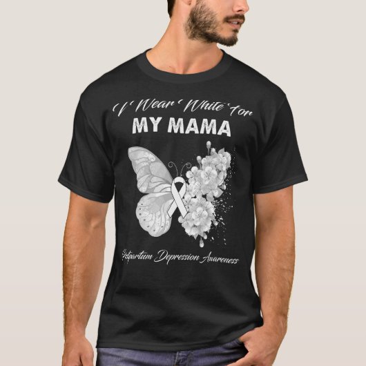 バタフライI衣服ホワイトfor My Mama Postpartum Depr Tシャツ (正面)