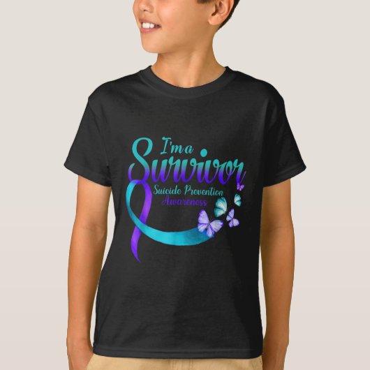 バタフライIm生存者自殺防止アウェレ Tシャツ (正面)
