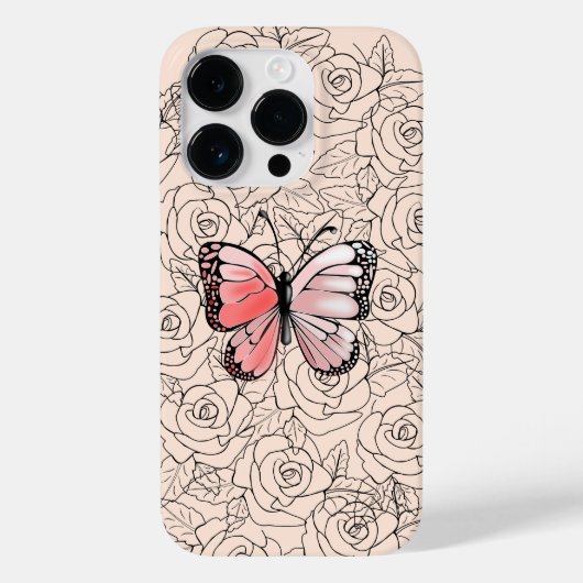 バタフライiPhoneケース(バラ付) Case-Mate iPhoneケース (裏面)