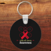 バタフライSCD貧血ブルゴーニュRibbon鎌状赤血球A キーホルダー (正面)