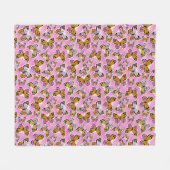 バタフライY2Kバイブオレンジ フリースブランケット (正面(横))