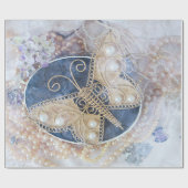 バタフラ結婚イブライダルホワイト金ゴールド ラッピングペーパー (フラット)