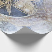 バタフラ結婚イブライダルホワイト金ゴールド ラッピングペーパー (角)