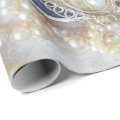 バタフラ結婚イブライダルホワイト金ゴールド ラッピングペーパー (ロールコーナー)