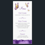 バタフ結婚ィーの名刺 | 紫の水色 メニュー<br><div class="desc">美しい紫色と黄色の蝶のメニュ結婚ーラックカードを探してパーソナライズできる?水彩イラストでデザインされたメニューラックカードかわいらしで、表裏の様々な蝶を紫・紫・金ゴールドの色調で描く。特別カスタマイズな日の思い出を映し出し、お客様の思い出として持ち帰ること結婚ができる。色:紫、紫、アメジスト、ラベンダー、黄色、金ゴールド。カテゴリ:カスタムウェディングメニューラックカード、バタフライ結婚のテーマ。</div>