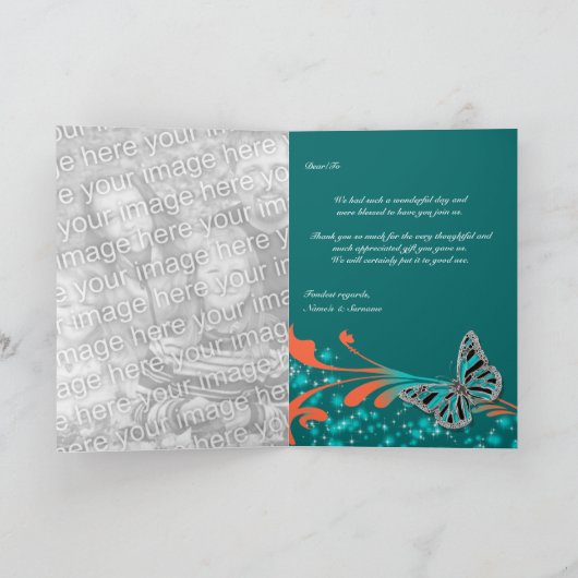 バタフ結婚ィー婚約記念日 サンキューカード (内部)