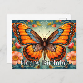 バタフ芸術的お洒落ィーハッピーバースデー シーズンポストカード
