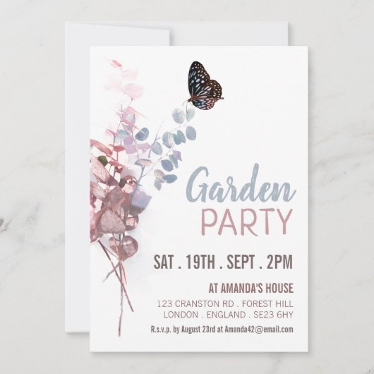 バタフ葉ィーエレガントパーティー 招待状 (正面)