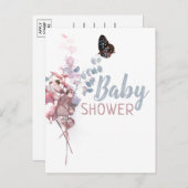 バタフ葉ィーエレガントベビースシャワー招待状 インビテーションポストカード (正面/裏面)