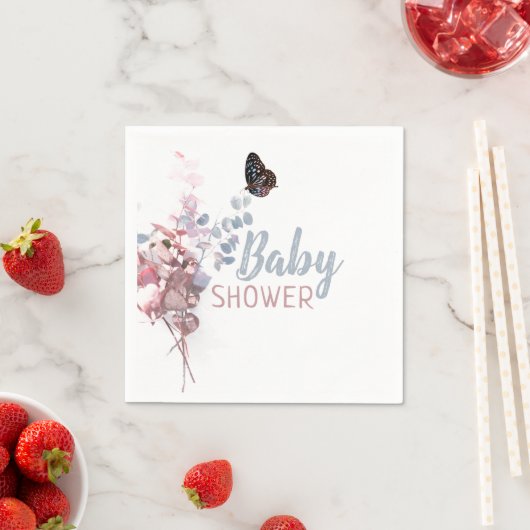 バタフ葉ィースエレガント、ベビーブシャワー スタンダードカクテルナプキン (インサイチュ)