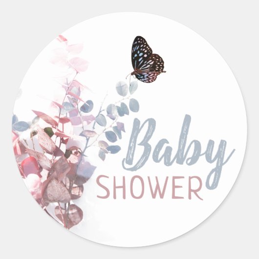バタフ葉ィースエレガント、ベビーブシャワー ラウンドシール (正面)