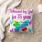 バタフ賛美ィー75番目誕生日デザイン クッション (ブランケット)