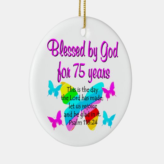 バタフ賛美ィー75番目誕生日デザイン セラミックオーナメント (右)