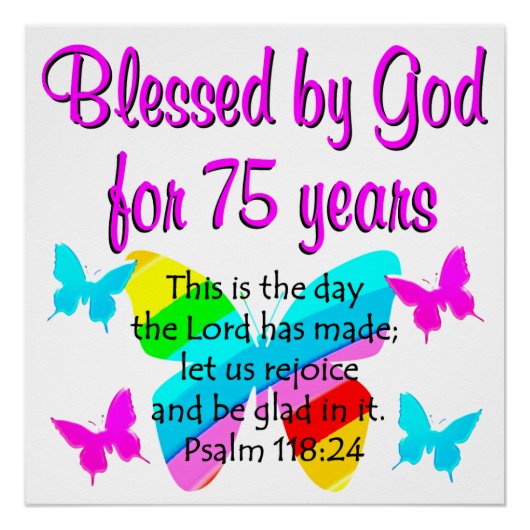 バタフ賛美ィー75番目誕生日デザイン ポスター (正面)